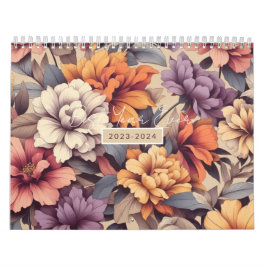 Blommigt modern orange snyggt 3 r för giftig elega kalender