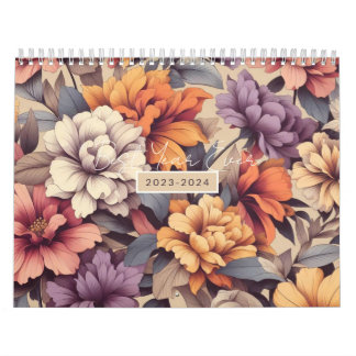 Blommigt modern orange snyggt 3 r för giftig elega kalender