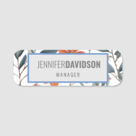 Blommigt Modern Professionell för minimal Elegant Namnbricka