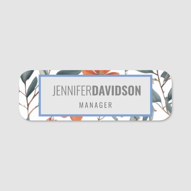 Blommigt Modern Professionell för minimal Elegant Namnbricka (Framsida)