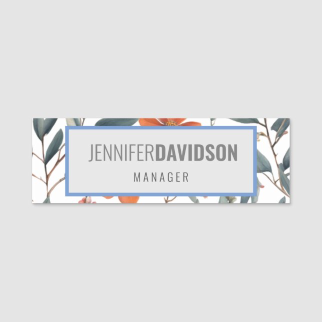 Blommigt Modern Professionell för minimal Elegant Namnbricka (Framsida)