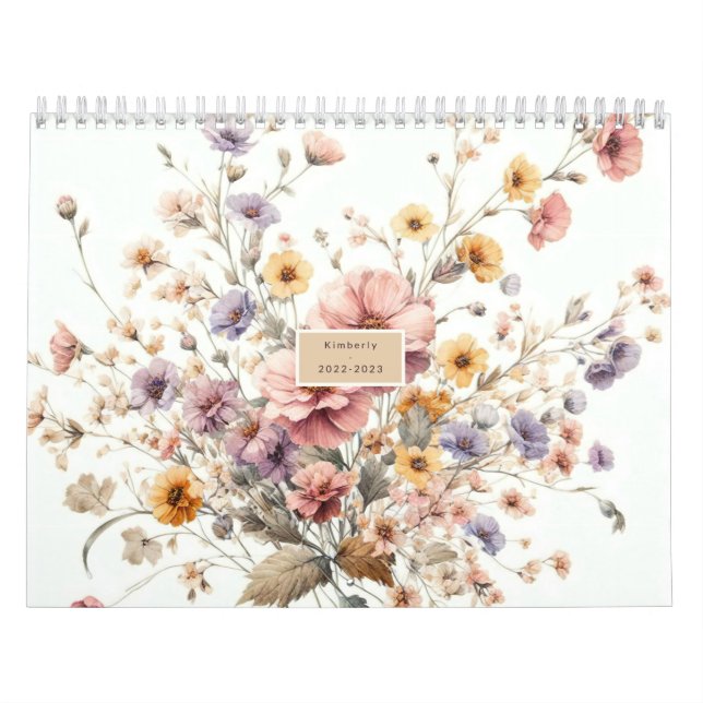 Blommigt modern rosa snyggt för giftig elegant kalender (Omslag)