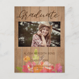 Blommigt Modern Rustic Wood Photo Studenten Vykort