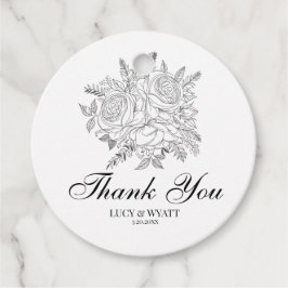 Blommigt Modern svart och vit Tack Gåvor Etiketter