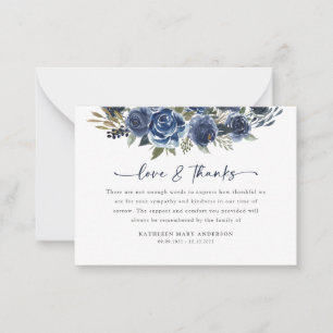 Blommigt Modern Sympathy Funeral Tack Anteckningskort