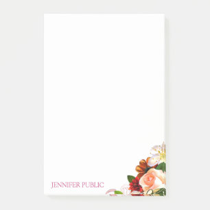 Blommigt Modern Template Flowers Ro Watercolor Post-it Block