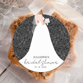 Blommigt Möhippa Bröllop Gown Black Runt Klistermärke