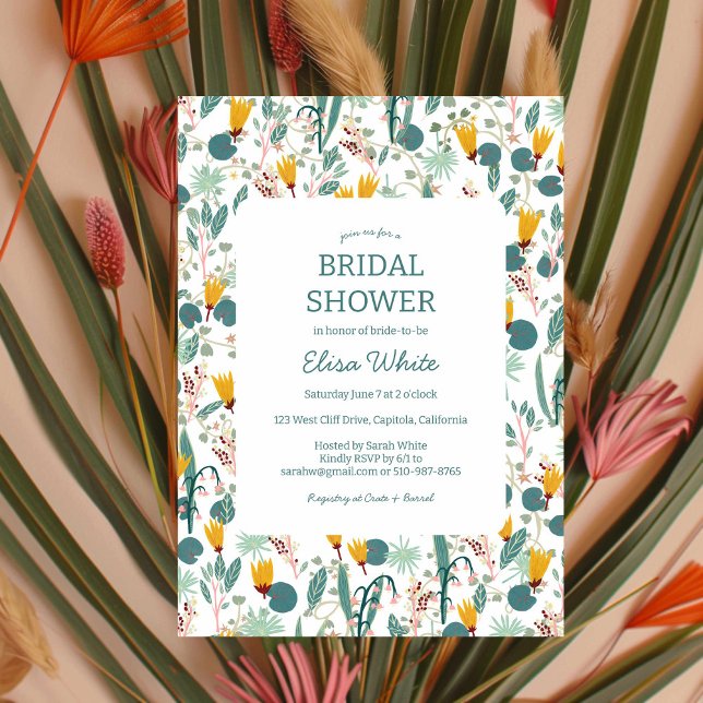 Blommigt Möhippa Cute Vår Garden ANPASSNINGSBAR Inbjudningar (Floral Bridal Shower Cute Spring Garden CUSTOM Invitation
)
