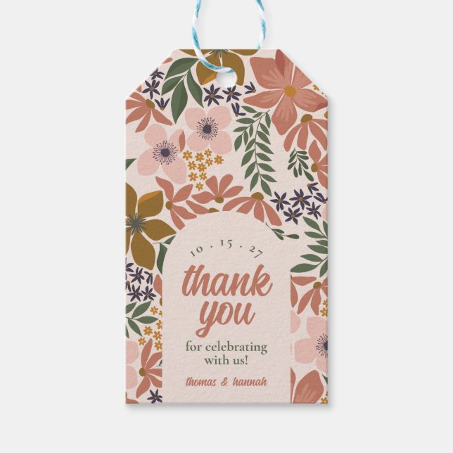 Blommigt Möhippa eller Bröllop Personlig Presentetikett (Framsidan)