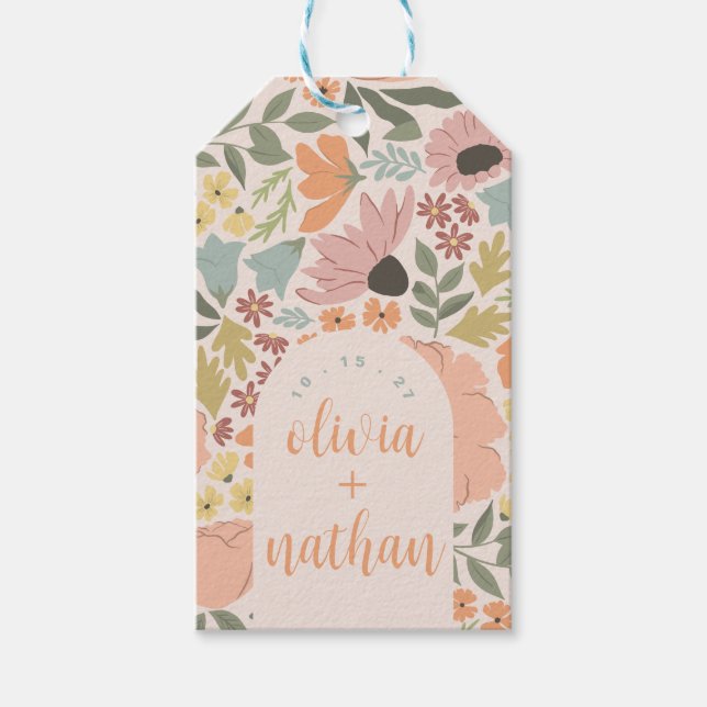 Blommigt Möhippa eller Bröllop Personlig Presentetikett (Framsidan)