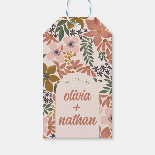 Blommigt Möhippa eller Bröllop Personlig Presentetikett (Framsidan)