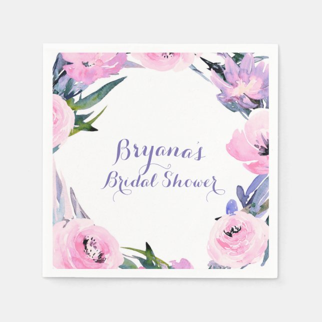 Blommigt Möhippa för vattenfärgsfärg Elegant Pappersservett (Framsidan)