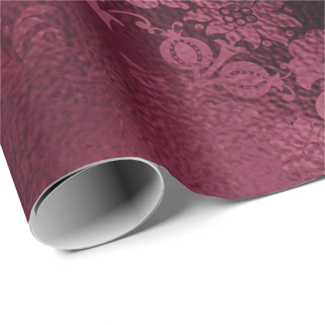 Blommigt Möhippa Marsala Glitter Burgundy Glam Presentpapper (Rullad Hörn)