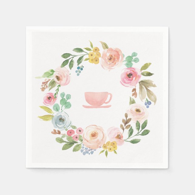 Blommigt Möhippa Tea Party Napkins Pappersservett (Framsidan)