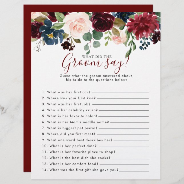 Blommigt Möhippa Vad sa Groom? (Fram/baksida)