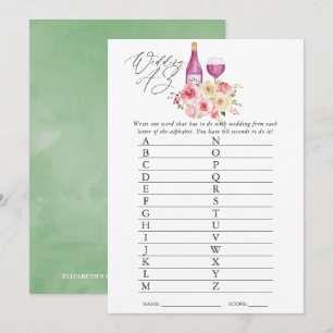 Blommigt Möhippa Vin Tasting A-Z-spel Inbjudningar