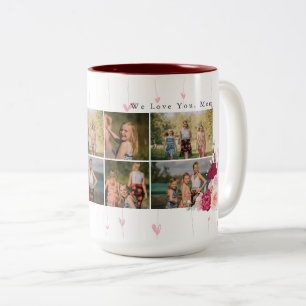 Blommigt Monogram Anpassningsbar Photo Collage mam Två-Tonad Mugg