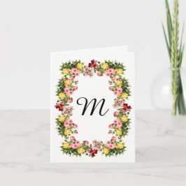 Blommigt Monogram Anteckningskort