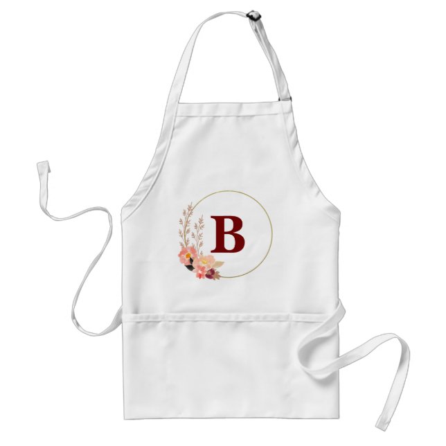 Blommigt Monogram Apron Förkläde (Framsidan)