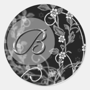 Blommigt Monogram B Bröllop kuvert förseglingsmärk Runt Klistermärke