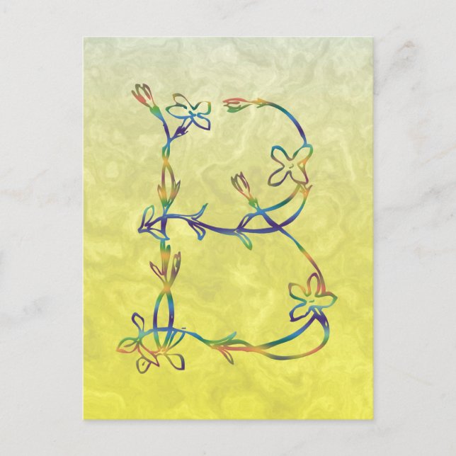 BLOMMIGT MONOGRAM B VYKORT (Framsida)