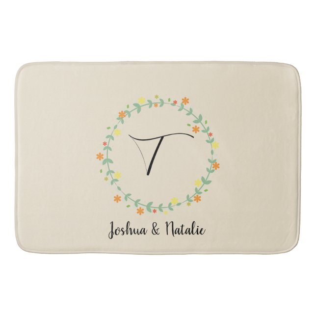 Blommigt Monogram Badrumsmatta (Framsidan)