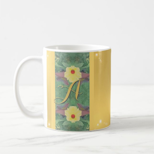 Blommigt Monogram Brasliknande porcelain-kaffe Mug Kaffemugg (Vänster)