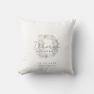 Blommigt Monogram Brev D Baby Kudde