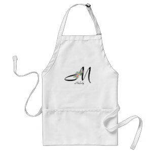 Blommigt Monogram brev L Pension Apron Förkläde