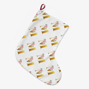 Blommigt Monogram Brev M Botanical Stor Julstrumpa