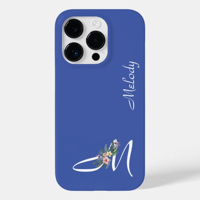 Blommigt Monogram Brev M Pension Gift (Baksida)