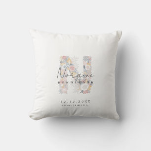 Blommigt Monogram Brev N Baby Kudde