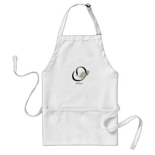 Blommigt Monogram brev O Pension Apron Förkläde