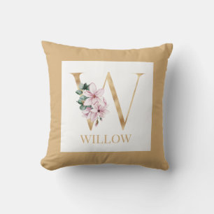 Blommigt monogram brev W Kudde