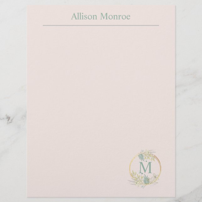 Blommigt Monogram Brevhuvud (Framsida)