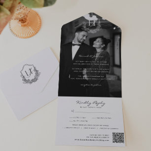 Blommigt Monogram Bröllop Photo QR-kod