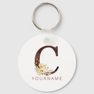Blommigt Monogram C Rik - höstblomma Nyckelring