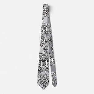 Blommigt Monogram "D" Black and White Tattoo Flowe Slips
