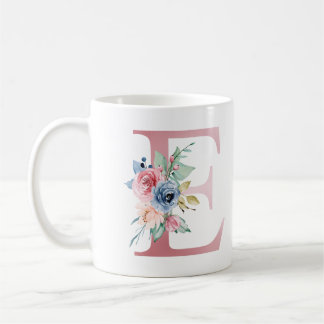 Blommigt Monogram E Mugg