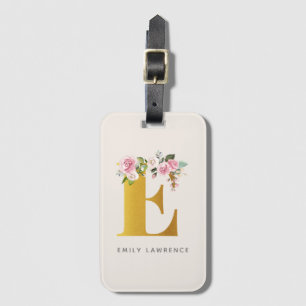 Blommigt Monogram Elegant Personlig Bagagebricka