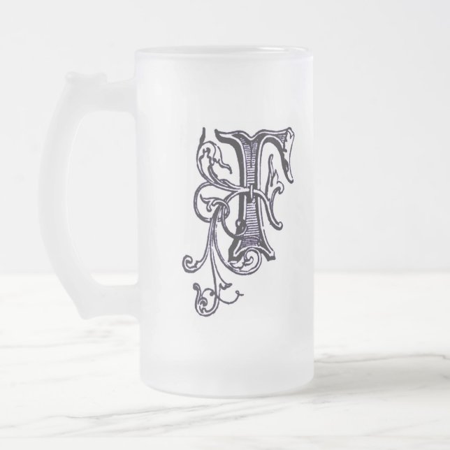 Blommigt Monogram "F" - Mugg (Vänster)
