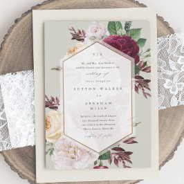 Blommigt Monogram Fall Wedding Inbjudningar