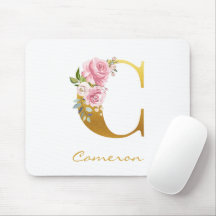 Blommigt Monogram Faux Guld Namn Initial Personali