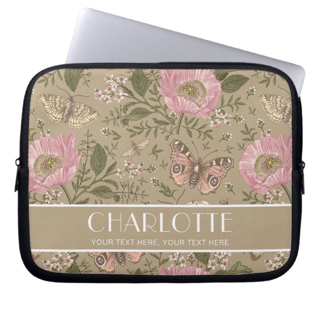 Blommigt Monogram för Modern Wildblomma Laptop Fodral (Framsidan)