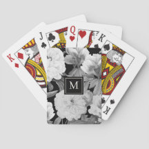 Blommigt Monogram för svartvitt Peonies Watercolor