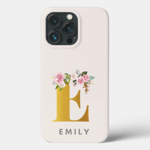 Blommigt Monogram Guld Effect Personlig Namn