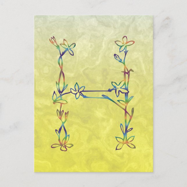 BLOMMIGT MONOGRAM H VYKORT (Framsida)