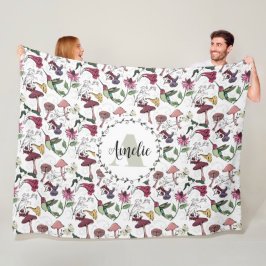 Blommigt Monogram Hummingbird Garden & Flowers Fleecefilt