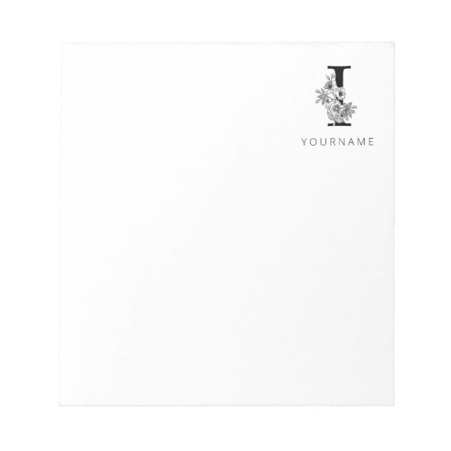 Blommigt Monogram i Blommarna Sakura Cherry Anteckningsblock (Framsida)