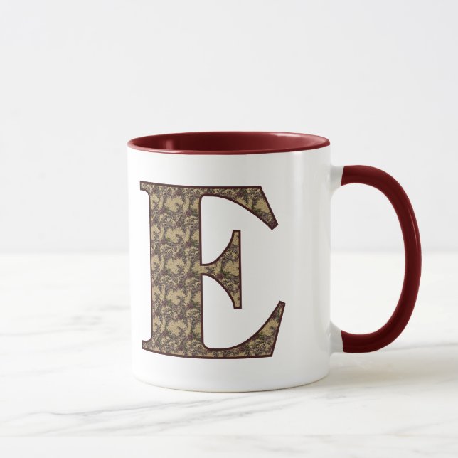 Blommigt Monogram Initial E-Elegant Mugg (Höger)